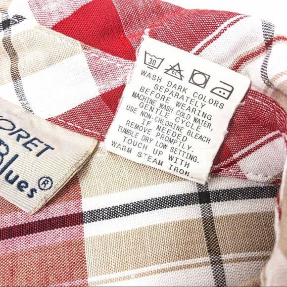 Vintage Red Plaid Blouse Sz M - Picture 8 of 12